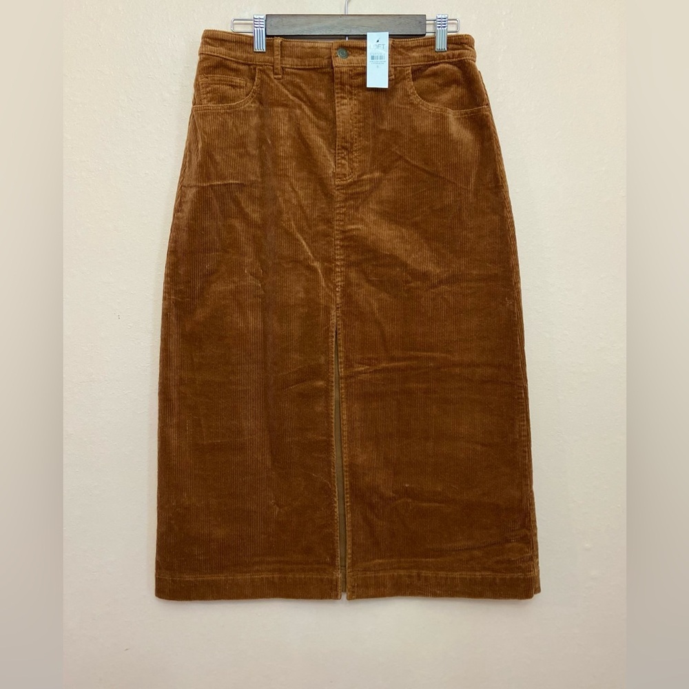 LOFT Corduroy Front Slit Midi Skirt
